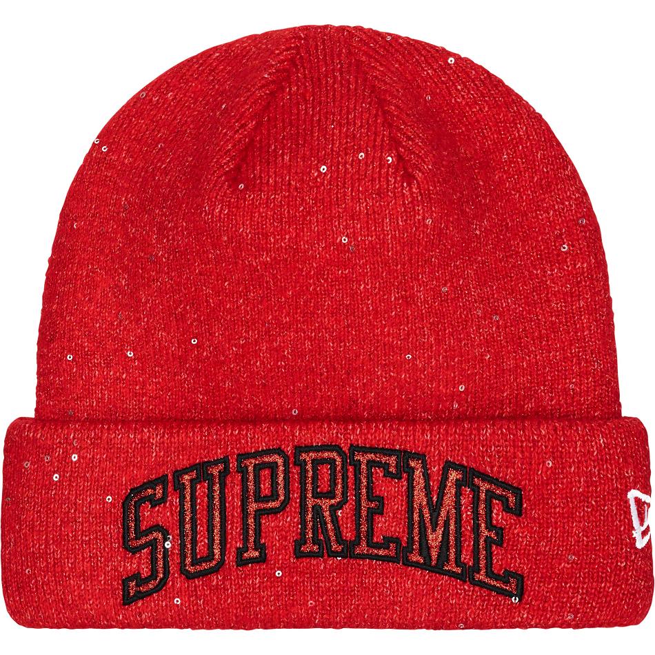 Red Supreme New Era® Metallic Arc Beanie Hats | Supreme 487UT